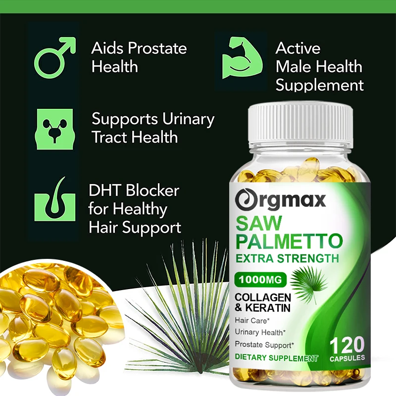 120 Capsules Saw Palmetto Extract and  Lycopene Extract from Tomato| Non-GMO and Gluten Free  | Vegan | Natural DHT Blocker