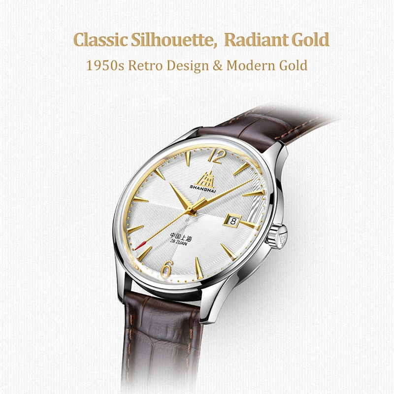 SHANGHAI Mechanical Watch For Men ST2130 Automatic Business Watches 316L Stainless Steel Wristwatch reloj automático S5000.1801