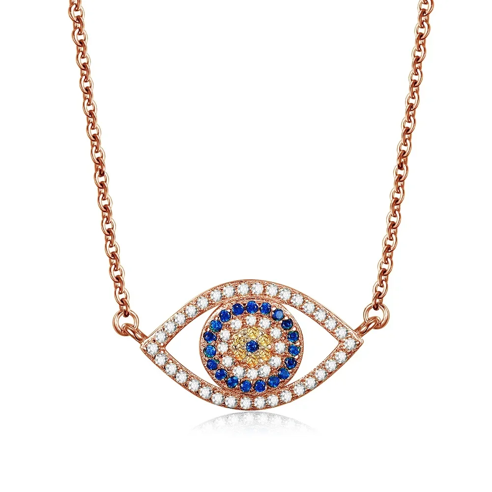 Kaletine autentyczne 925 Sterling Silver naszyjnik oko proroka szczęście niebieskie oczy Punk wisiorek naszyjniki dla kobiet Collares Fine Jewelry — zdjęcie 4