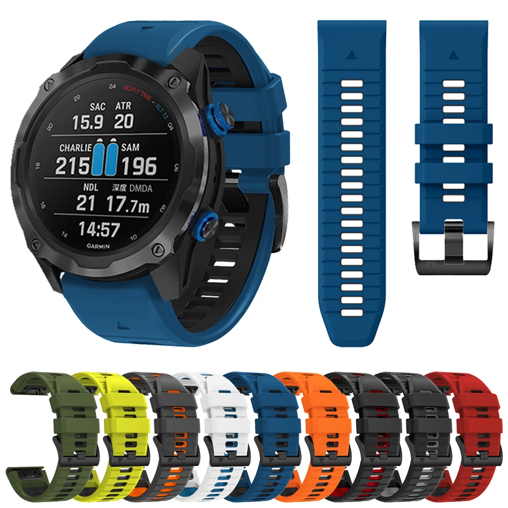 Zweifarbiges weiches Silikon-Uhrenarmband für Garmin Epix Pro 51 mm 47 mm Mk2i/Mk1 Enduro MARQ Gen 2 QuickFit 22 26 mm breites Armband