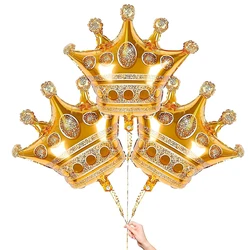 3Pc Crown Balloons Set Gold Color Foil Crown Shape Balloons Decoration Foil Balloons, Anniversary Balloons Princess Birthday