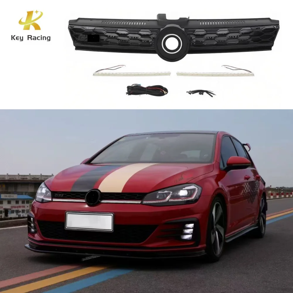 

Решетка переднего бампера с LED-подсветкой для Volkswagen Golf 7.5, аксессуары для авто.
