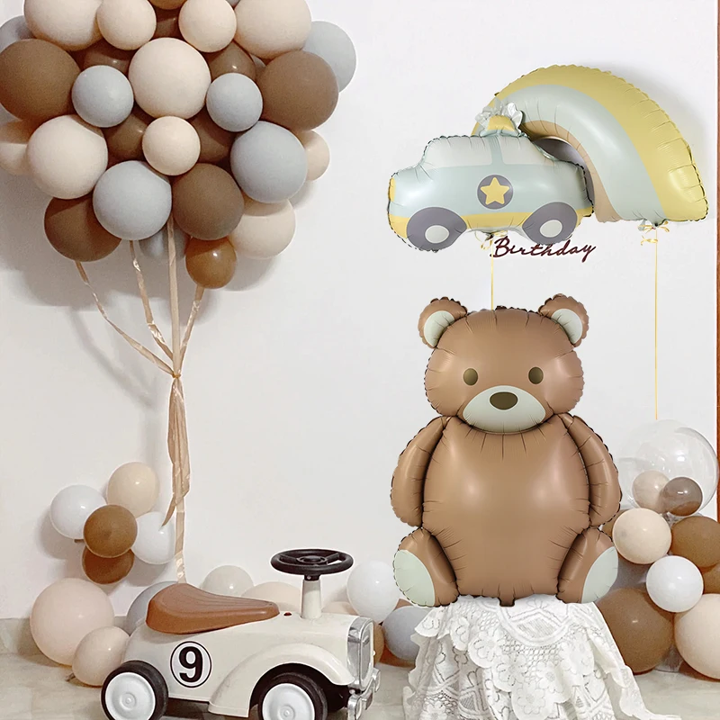 Large Birthday Cake Foil Balloons Cartoon Bear Cake Balloon Kid Child Happy Birthday Party Decoration Supplies Photo Props INS