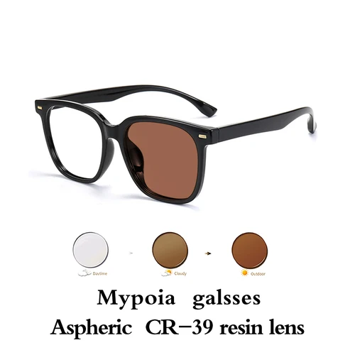 Gafas fotocromáticas ultraligeras para hombre, montura TR90, gafas para miopía, gafas de sol Vintage que cambian de Color para hombre y mujer, gafas de 0 a 6,0