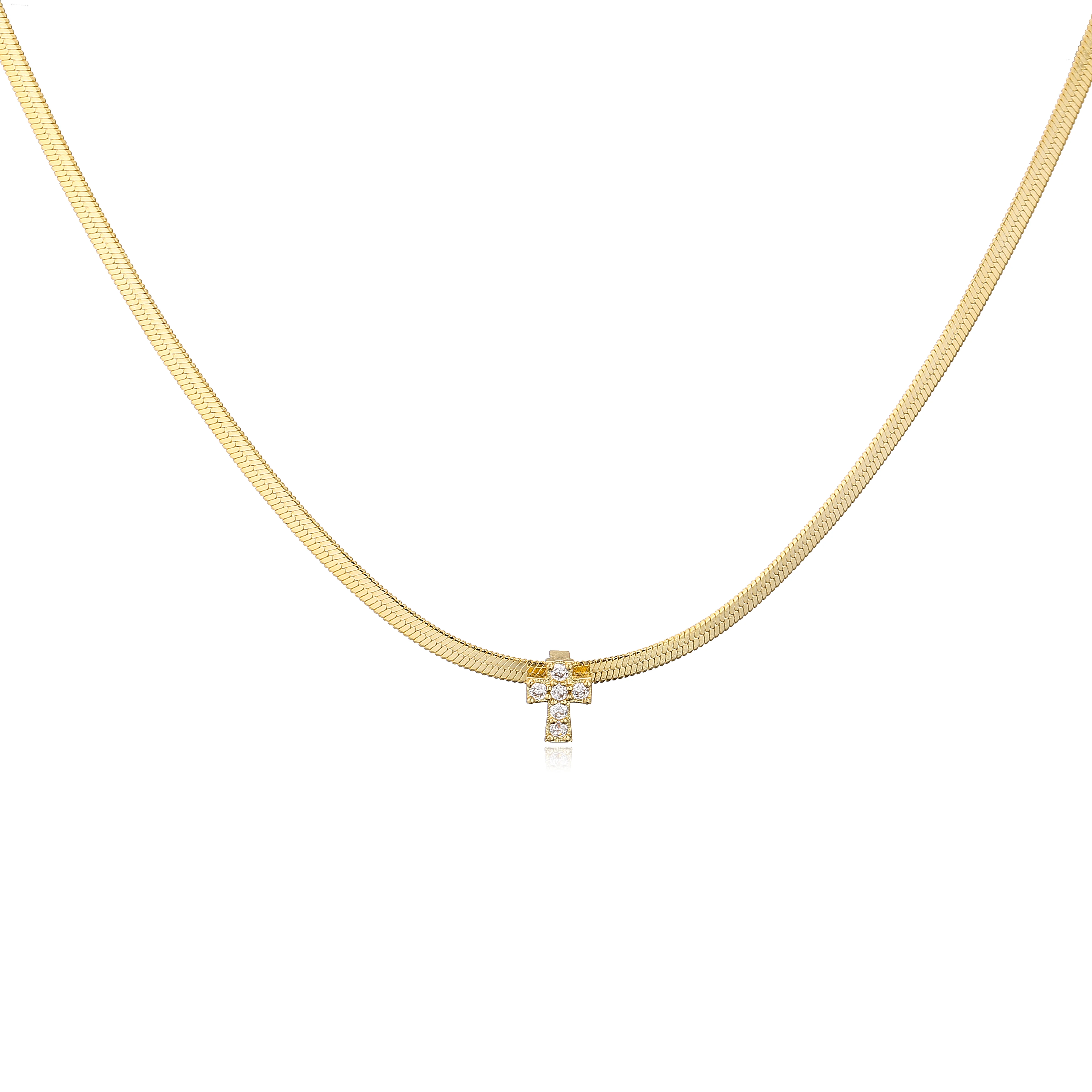 HECHENG,Zircon Cross Necklace for Women Stainless Steel Blade Chain Fashion Choker for Ladies gift Wholesale