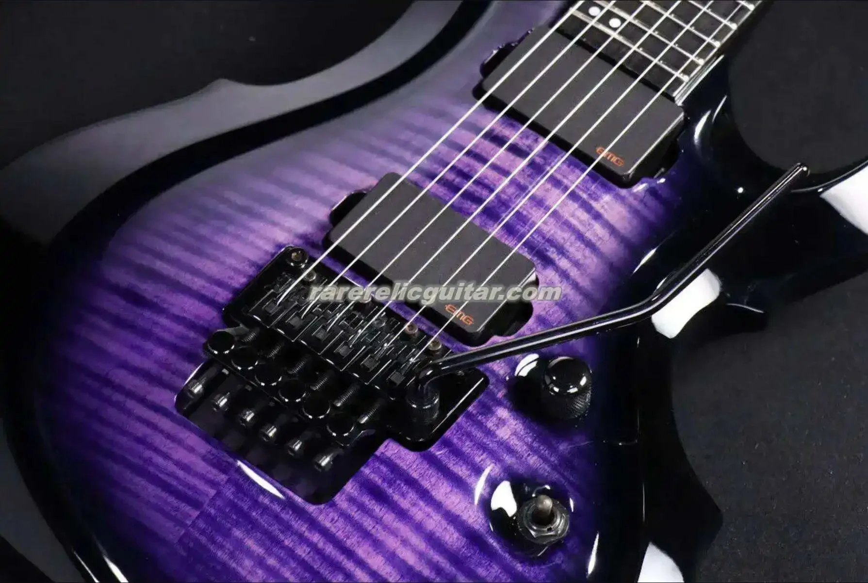 In Stock FRX Purple Busrt  Flame Maple Top Electric Guitar China Active EMG Pickups Metal 9V Battery Box Floyd Rose Tremolo