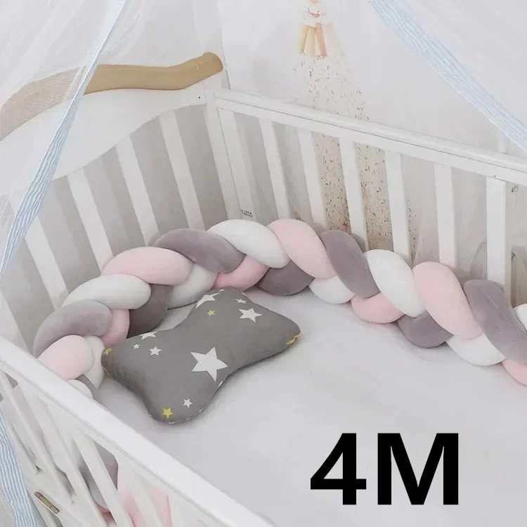 NONE Babybett-Schutz, Bett-Geflecht-Knoten-Kissen für Kleinkinder, Kinder, 3 Anteile, Kleinkind-Baby-Bett-Stoßstangen im Kinderbett, Neugeborene, 1 m/2 m/3 m/4 m 7