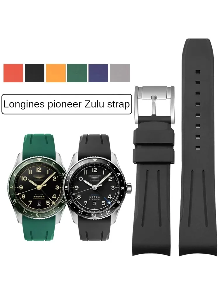 Adapted To Substitute L-a-n-gqin Pioneer Z-u-lu Rubber Watch with Famous Craftsman C-u-r-v-e-d Interface Accessory 21mm