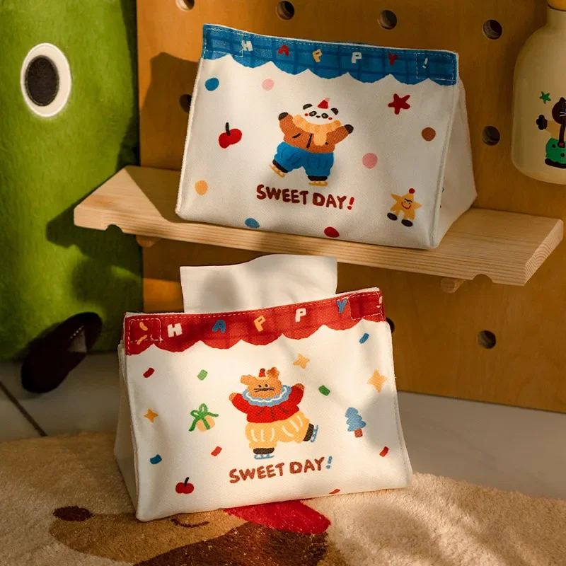 

Sweet Day Series Cartoon Bear Tissue Boxex Kawaii Panda Tissue Organization Fabric Storage Bag Table Decoration and Accessories