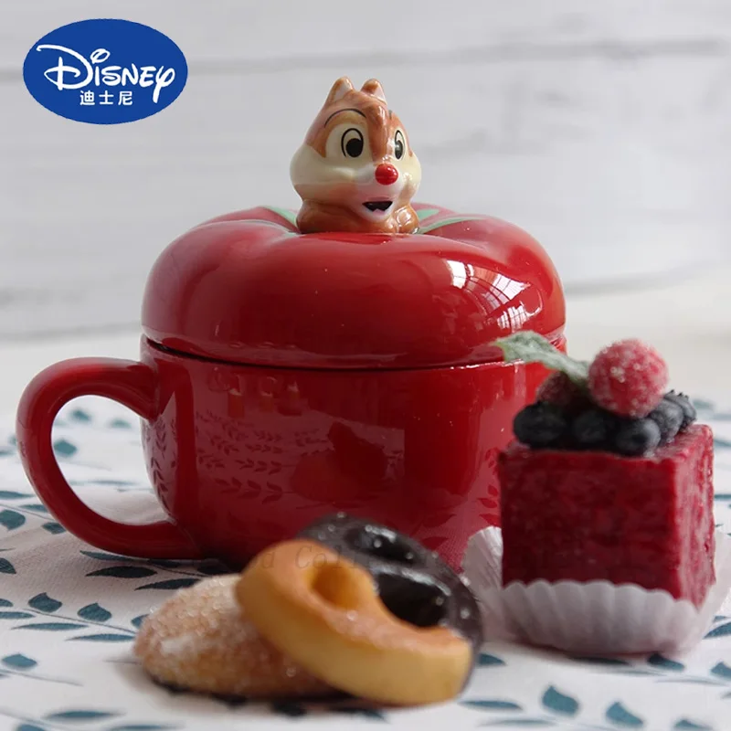 Figuras de Acción Kawaii de Chip y Dale, Tazas de Cerámica con Tapa de los Ardillas Chip y Dale de Disney, Regalos