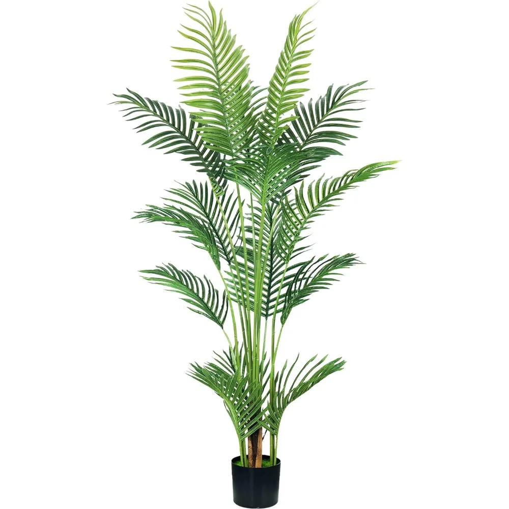 

4.5FT Artificial Palm Tree,Faux Areca Palm Plant with Real Touch Leaves and Adjustable Branches,Fake Tropical Palm Tree for