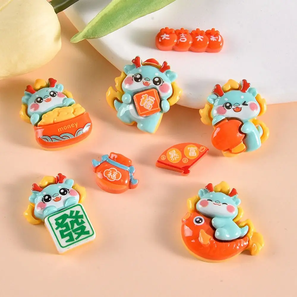 Fortunate Chinese Dragon Accessories Flat Back Resin Cartoon Resin Phone Patch Scrapbooking DIY New Years Phone Case DIY Patch