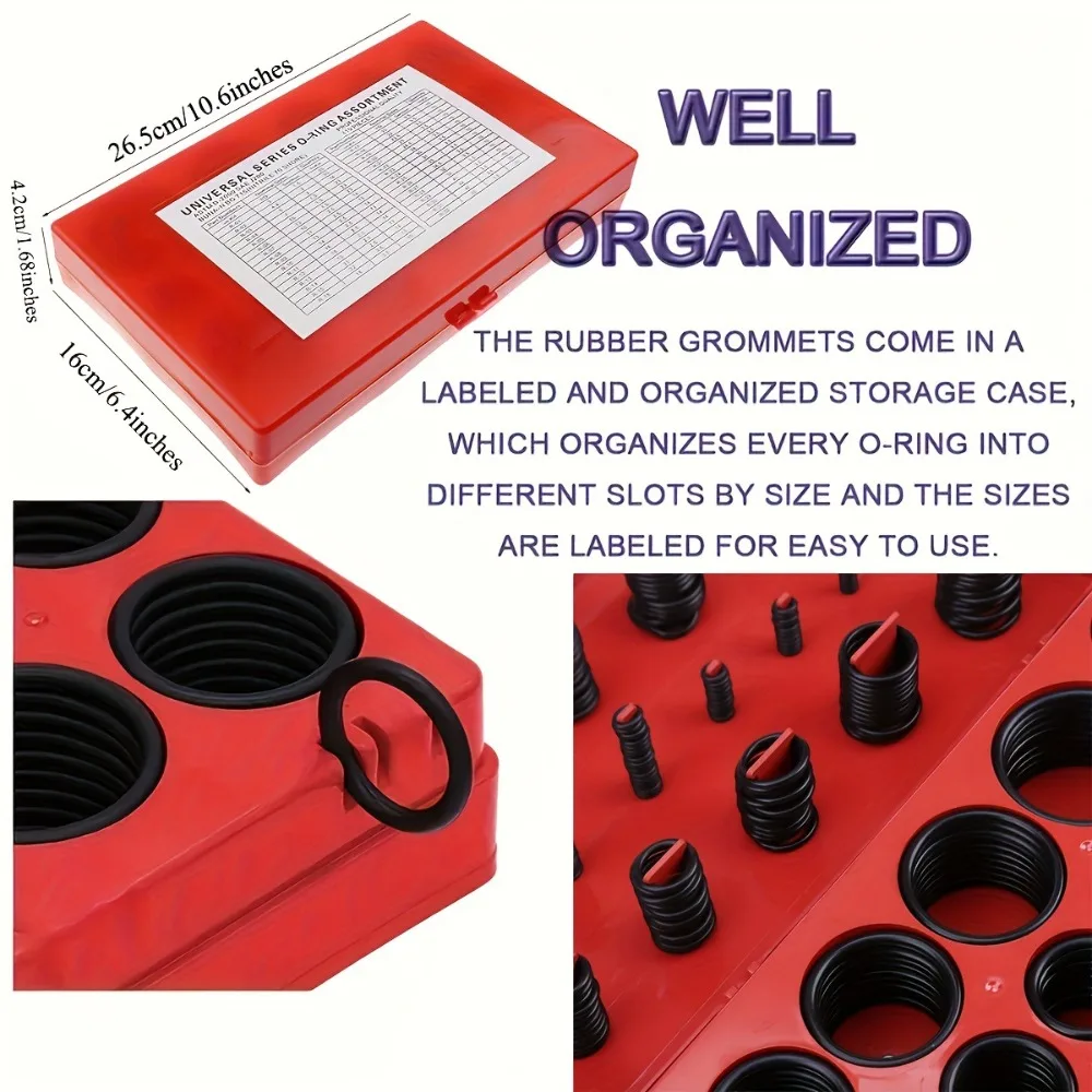 419PCS O-Ring Rubber Seal Repair Kit | Assorted Gaskets Box for Faucets, Cars, Excavators & Forklifts - Cross-border Maintenance