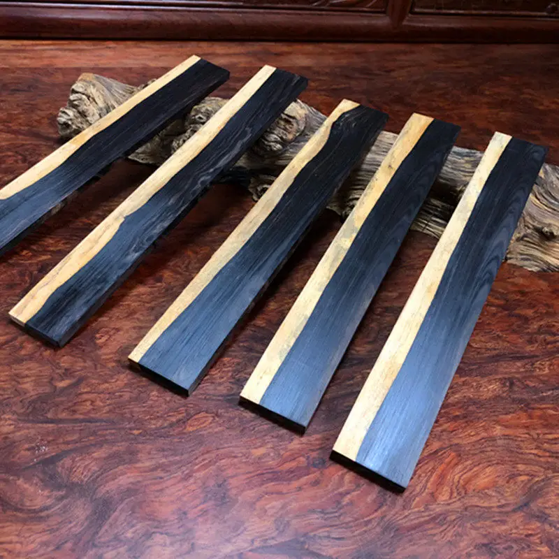 2PCS 30*4*0.7cm Natural African Wood Black and White Two - tone Wood Carving DIY Handicraft Making Materials Hardwood logs
