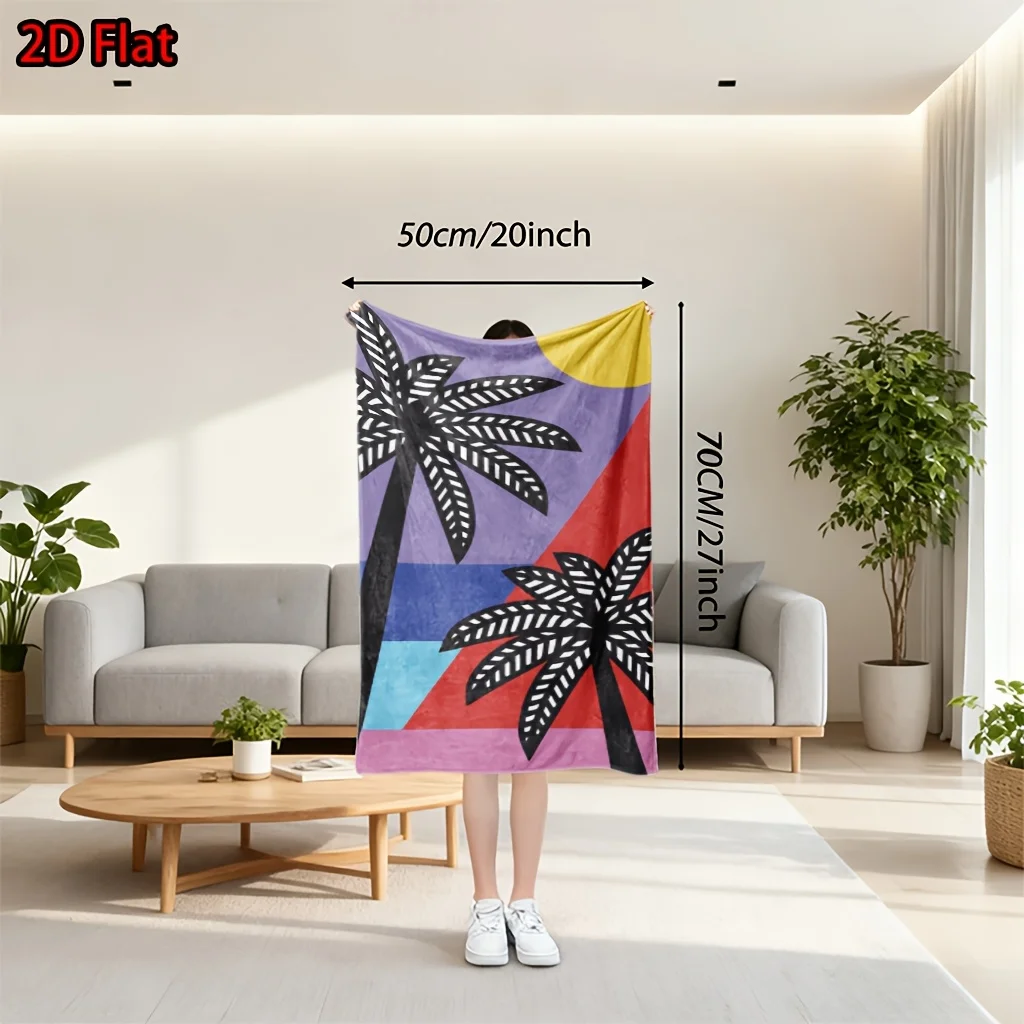 Abstract Boho Palm Tree Throw Blanket Retro Tropical Sunset Art Home Decor Beach Summer Couch Cover Textile