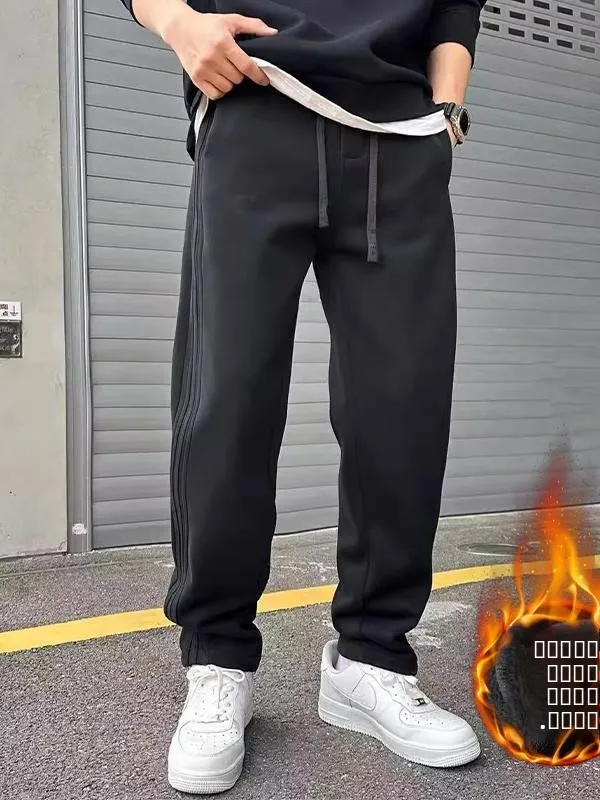 

Men's Casual Fce Lined Straight Leg Sweatpants Spring Autumn Winter New Faion Sports Trousers Summer Wear Long Pants