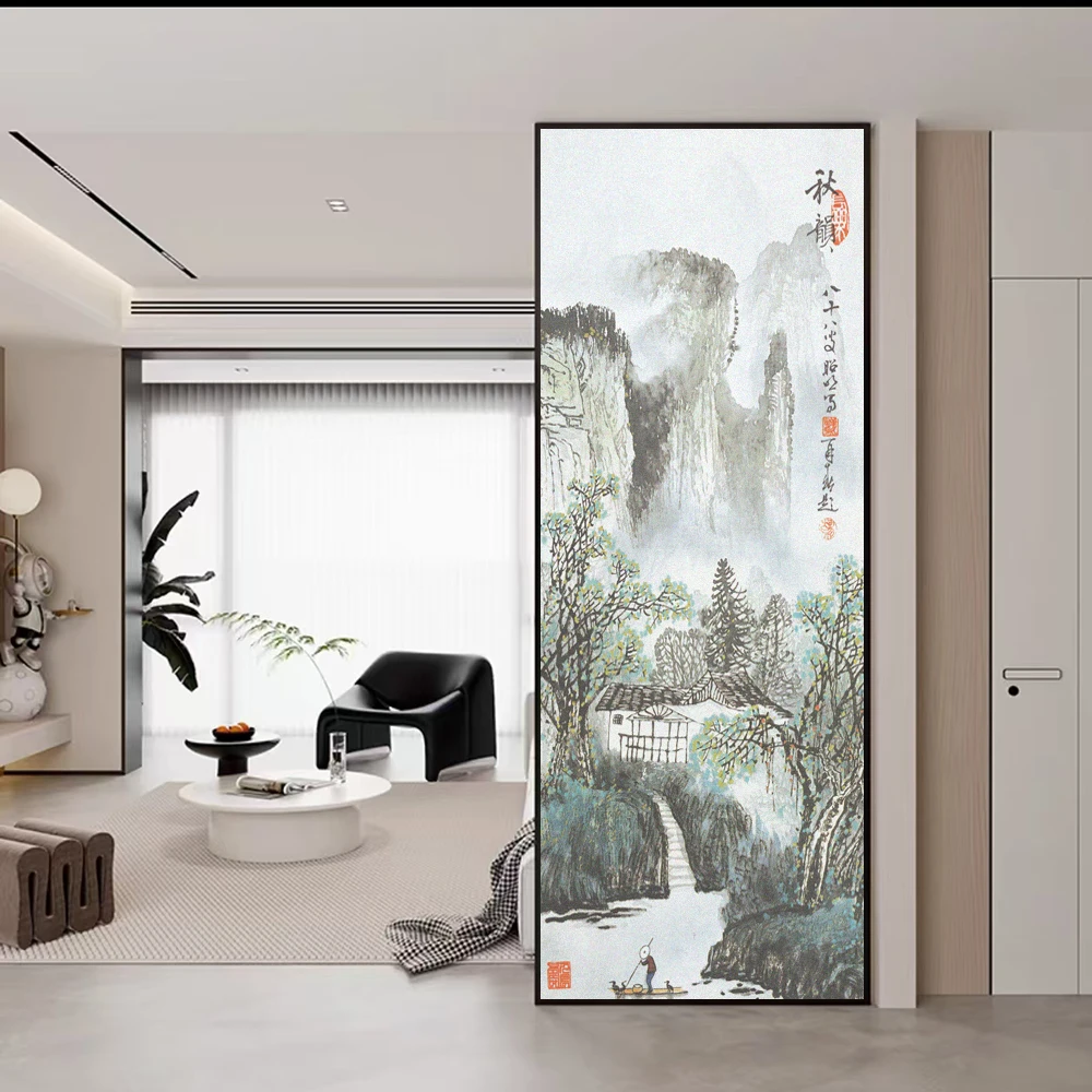 Privacy Window Film  Lanscape Painting Glass Sticker UV Blocking Heat Control No Glue Window Coverings Window Tint for Homedecor