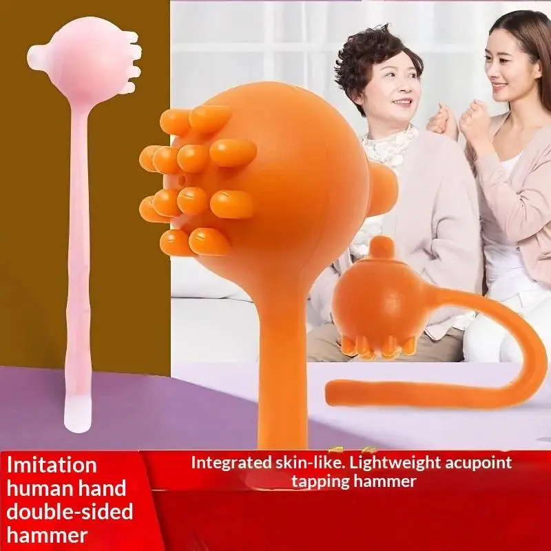 Silicone Meridian Massage Hammer Shoulder Neck Back Tapping Stick Body Muscle Relax Kneading Tool