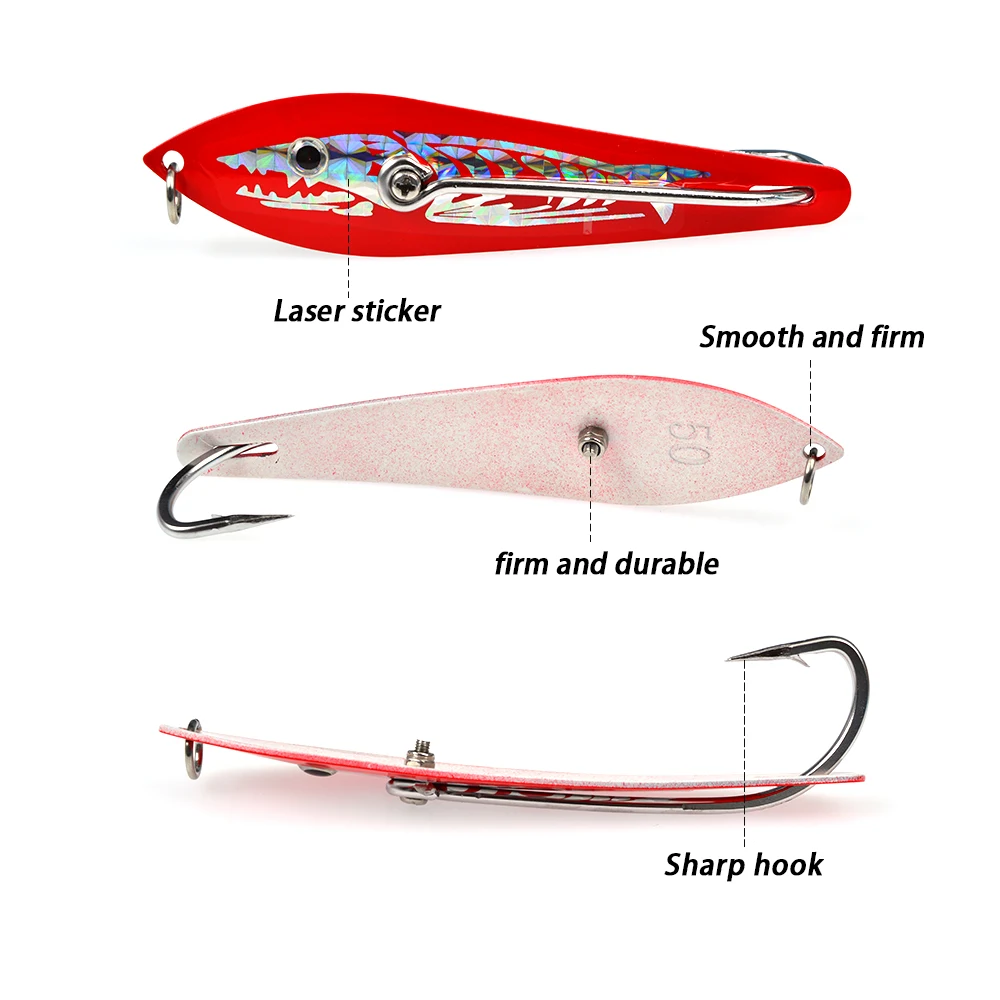 TOLU Big Spoon Lure 10/13/16,5/18,1cm Fischförmiger Metall-Paillettenköder für Tiefsee-Angeln, Schleppangeln, Boot-Jigköder für Forelle und Barsch – Detail 2
