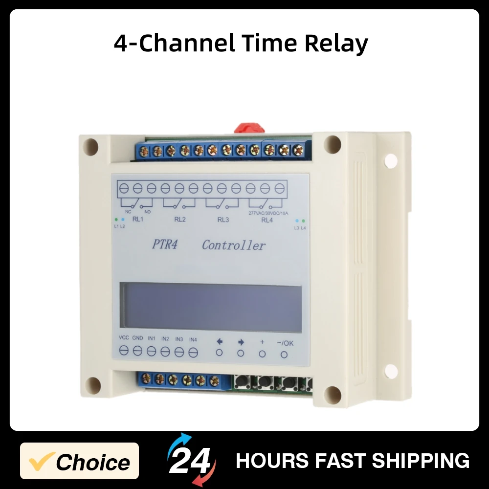 

4-Channel Time Relay Programmable Digital Time Relay Delay Switch Module Independent Timing Cycle LCD Display Relay Module