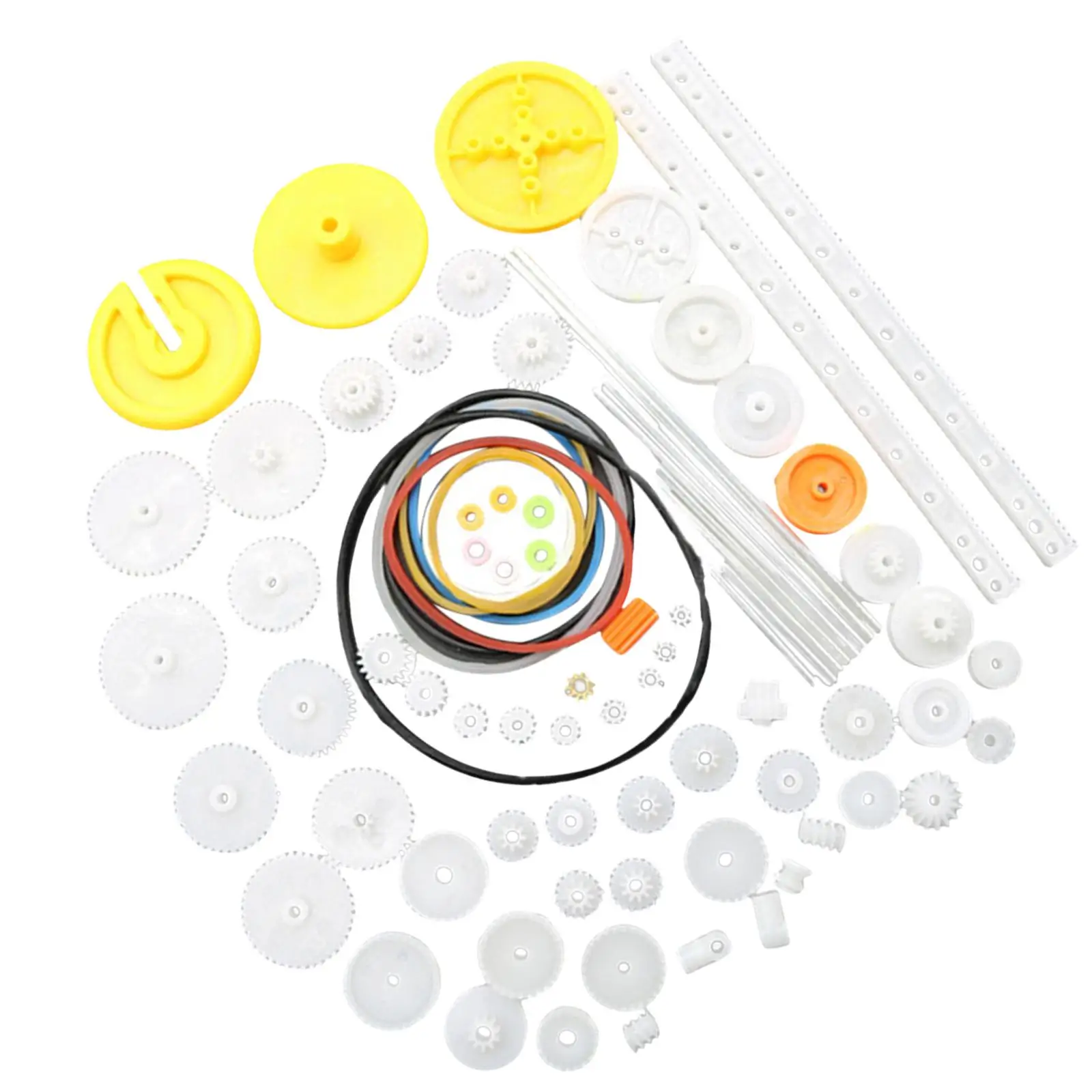 82Pcs Gear Package Kits Various Gear Axle Belt Bushings Pulley Belt Worm Kits Shaft Belt DIY Set Toy for Robot Motor Toy Car