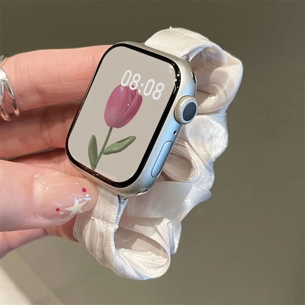 Correa elástica para Apple Watch para mujer, Scrunchie de 38, 40, 41 MM4, 2, 44, 45mm