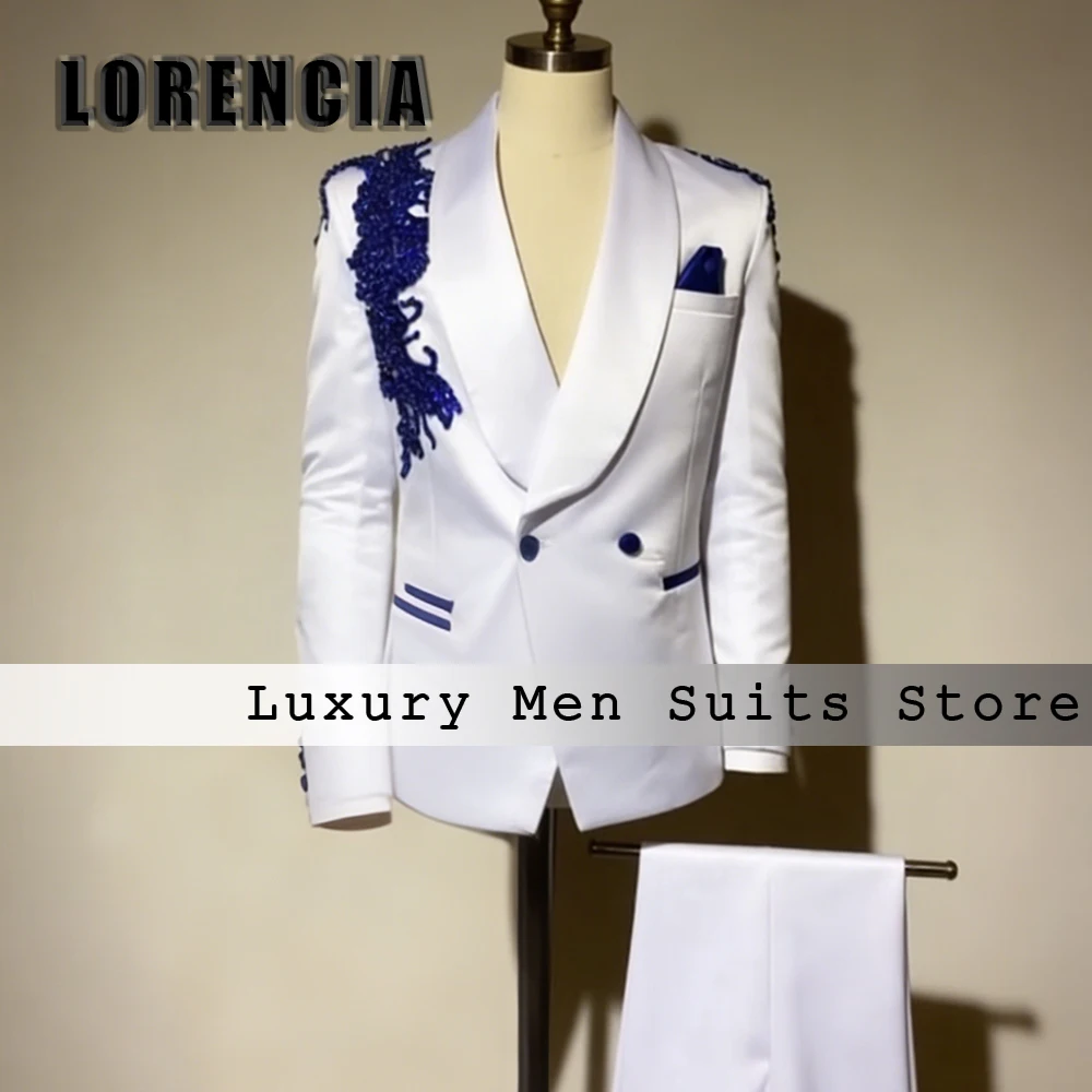 

Exquisite Crystal Suit for Male 2 Pieces Glitter Diamond Wedding Tuxedos Groom Outfit Customized Blazer Pants trajes para hombre