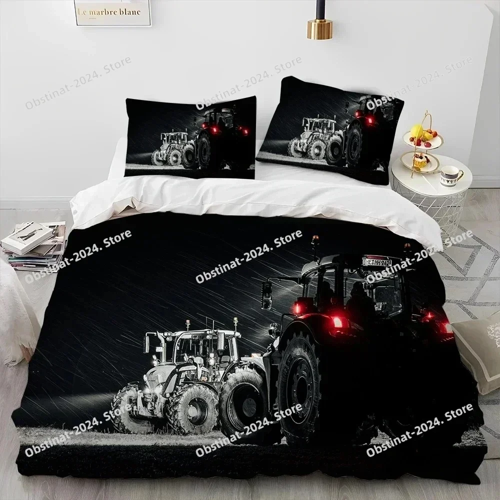 3D Car Tractor Truck Series Comforter Bedding Set,Duvet Cover Bed Set Quilt Cover Pillowcase,King Queen Size Bedding Set Kids