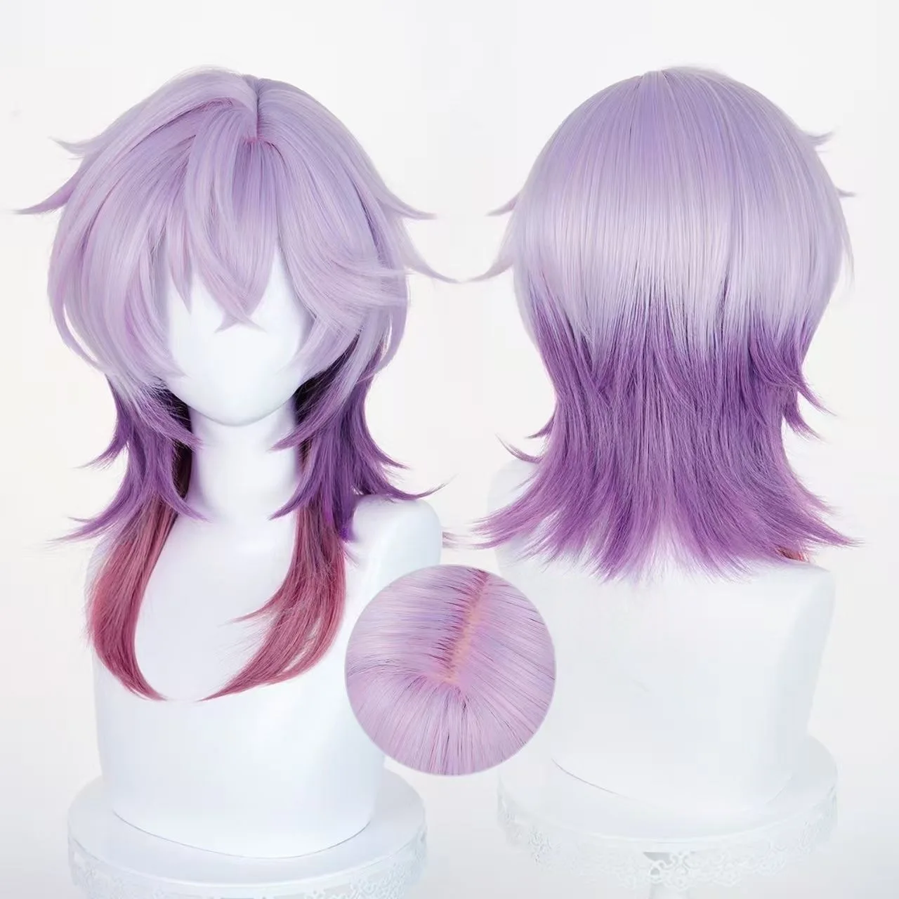 Anime jogo genshin impacto durin cosplay rosa roxo cabelo sintético para homens mulheres festa de halloween carnaval role play adereços