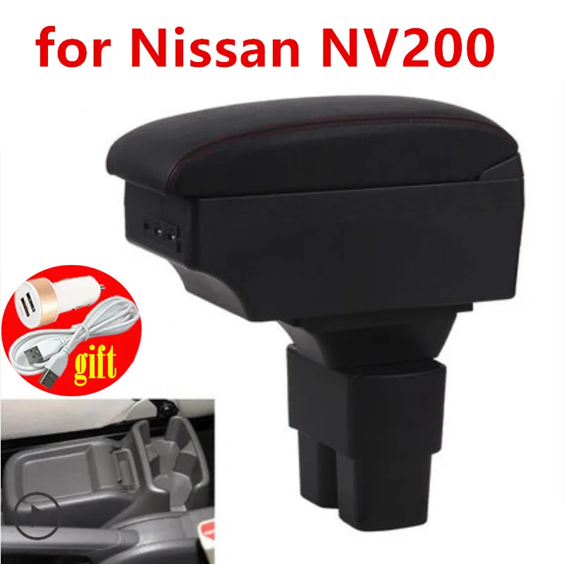 

For Nissan NV200 Armrest box For Nissan NV200 Retrofit parts Interior Car Armrest Storage box accessories USB LED