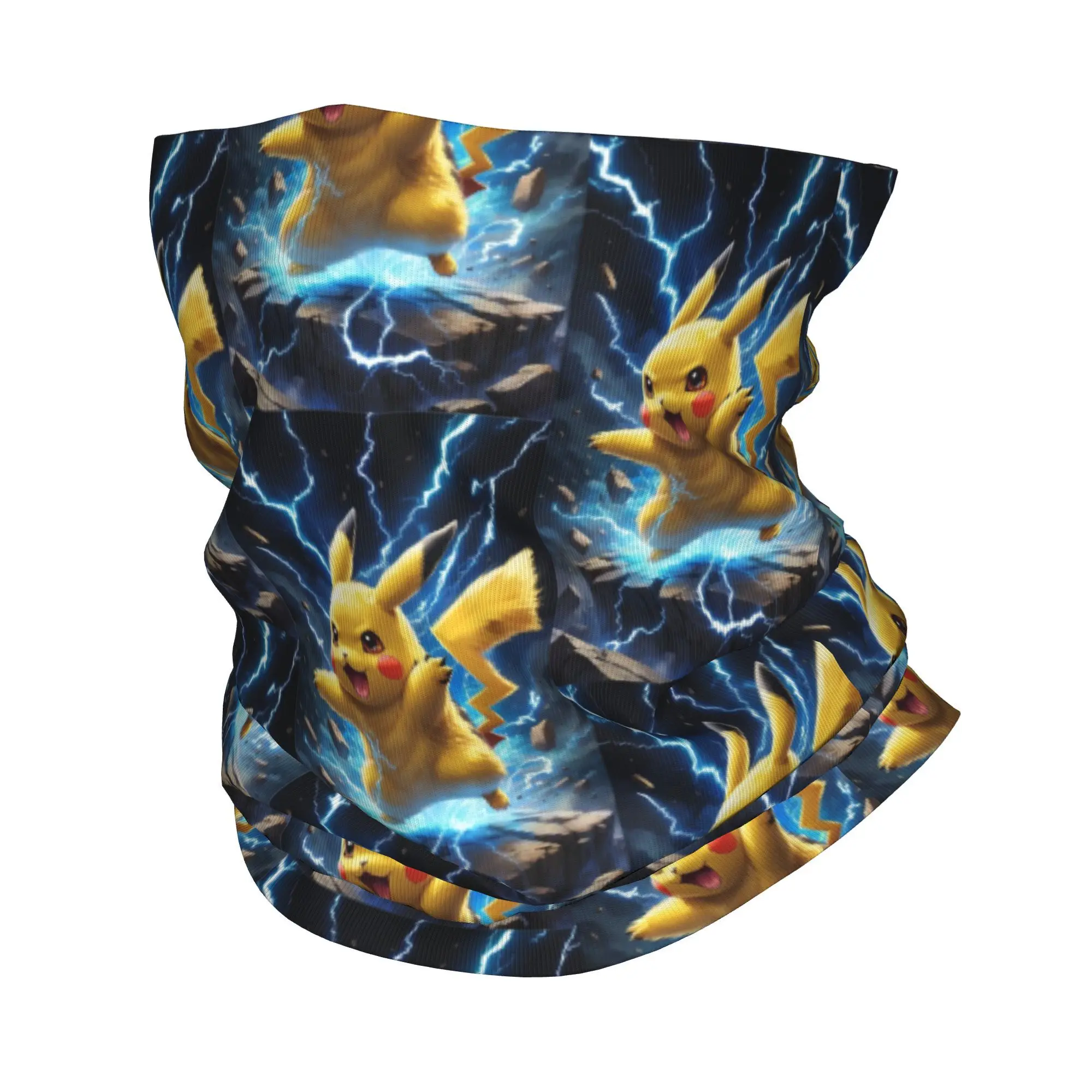

Зимняя повязка на голову с изображением Пикачу, мигающая молния, теплая повязка на голову для женщин и мужчин, походный шарф для кемпинга, бандана для лица, гетры