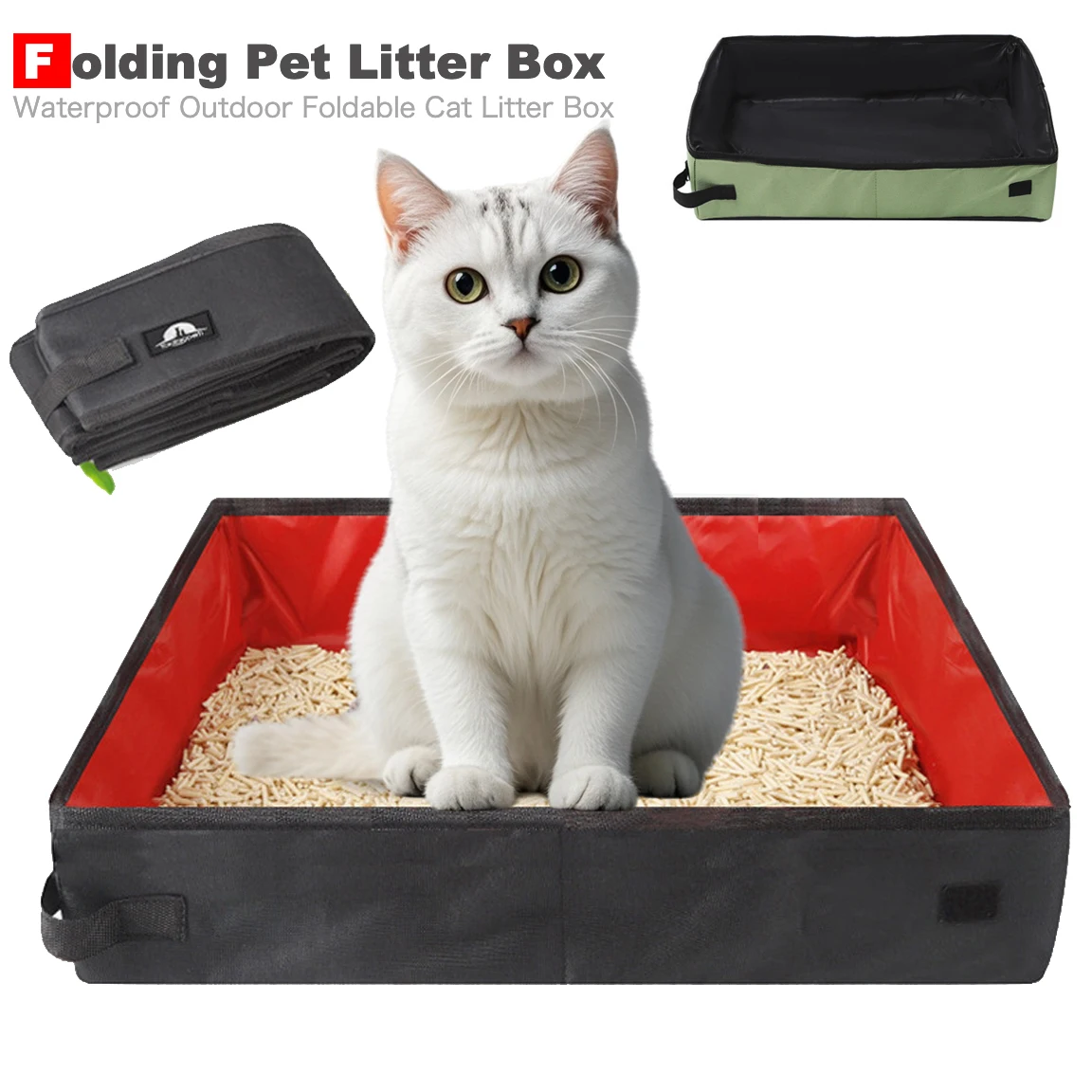 

Foldable Leak-proof Cat Travel Litter Box Lightweight Portable Sandbox Tray Outdoor Waterproof Toilet for Puppy Cat Accessories