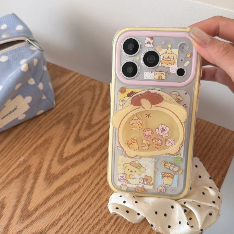 

Cute cartoon magnetic two-in-one pudding dog with magnetic bracket mobile phone case is suitable for iphone17/16/15Pro Max