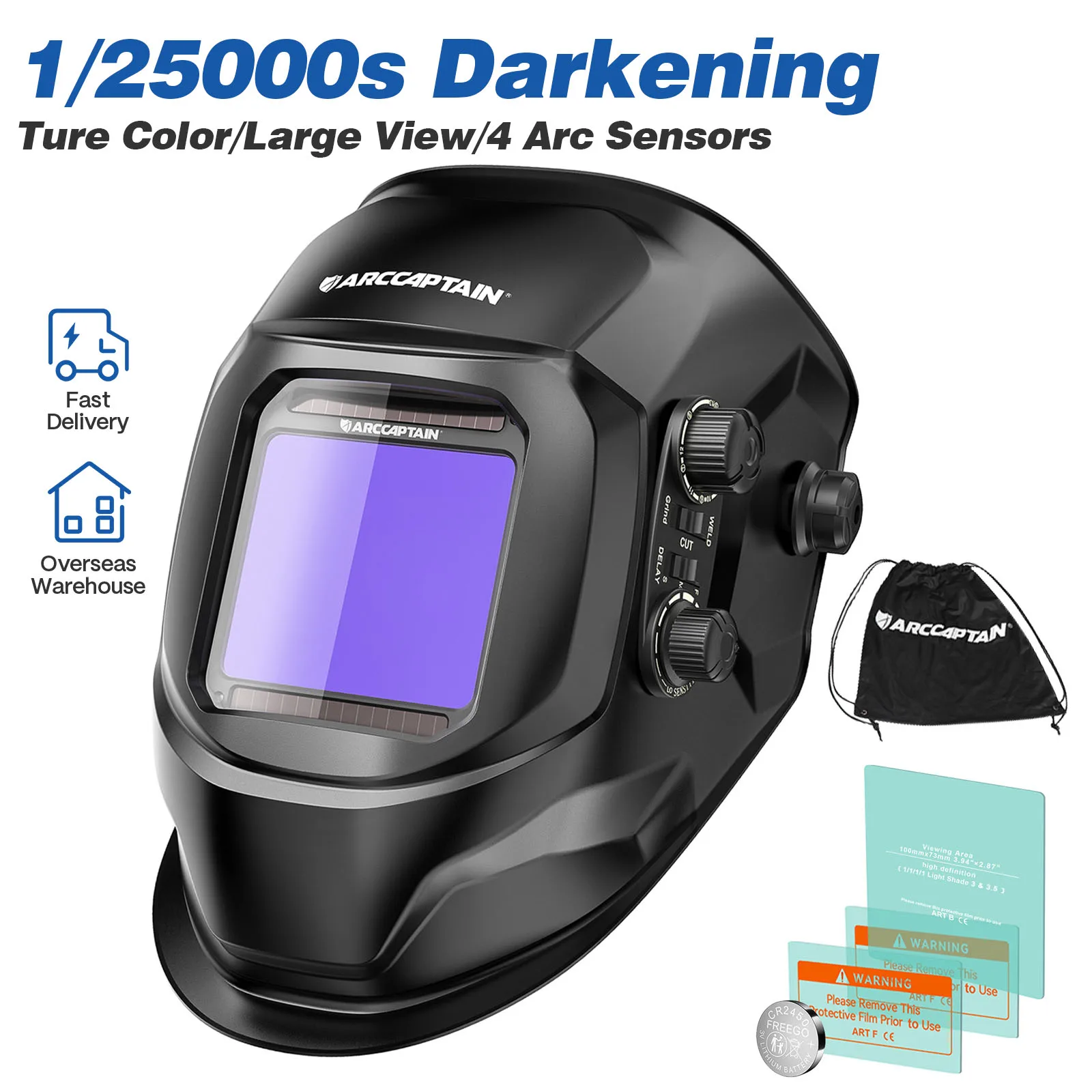 

ARCCAPTAIN Welding Helmet Auto Darkening Welding Mask 4 Sensors Solar Cell Powered For TIG MIG ARC Welder сварочная маска
