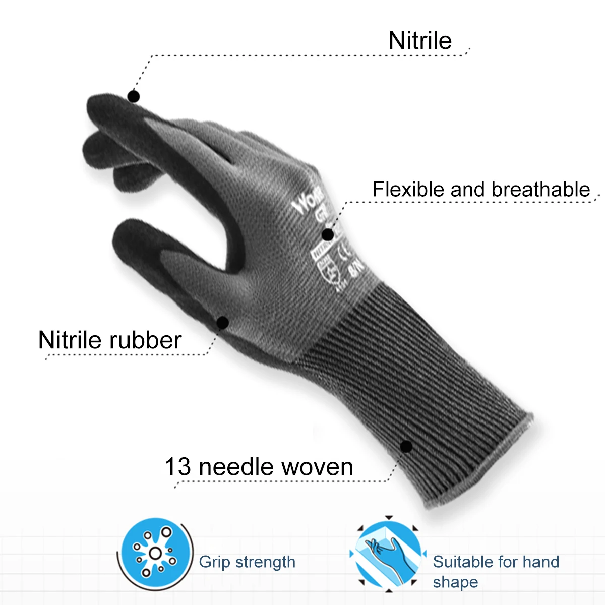 Wonder Grip Work Gloves For Nylon Spandex Nitrile Coated Anti-skid Working Gloves- Dexterity Series