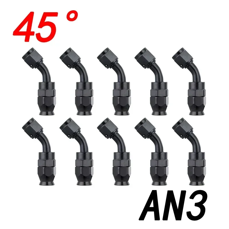 10x Universele Rechte 0 45 90 180 Graden AN3 AN4 AN6 AN8 AN10 AN12 Slanguiteinde Fitting Slang Adapter Voor Swivel PTFE Olie Brandstofleiding