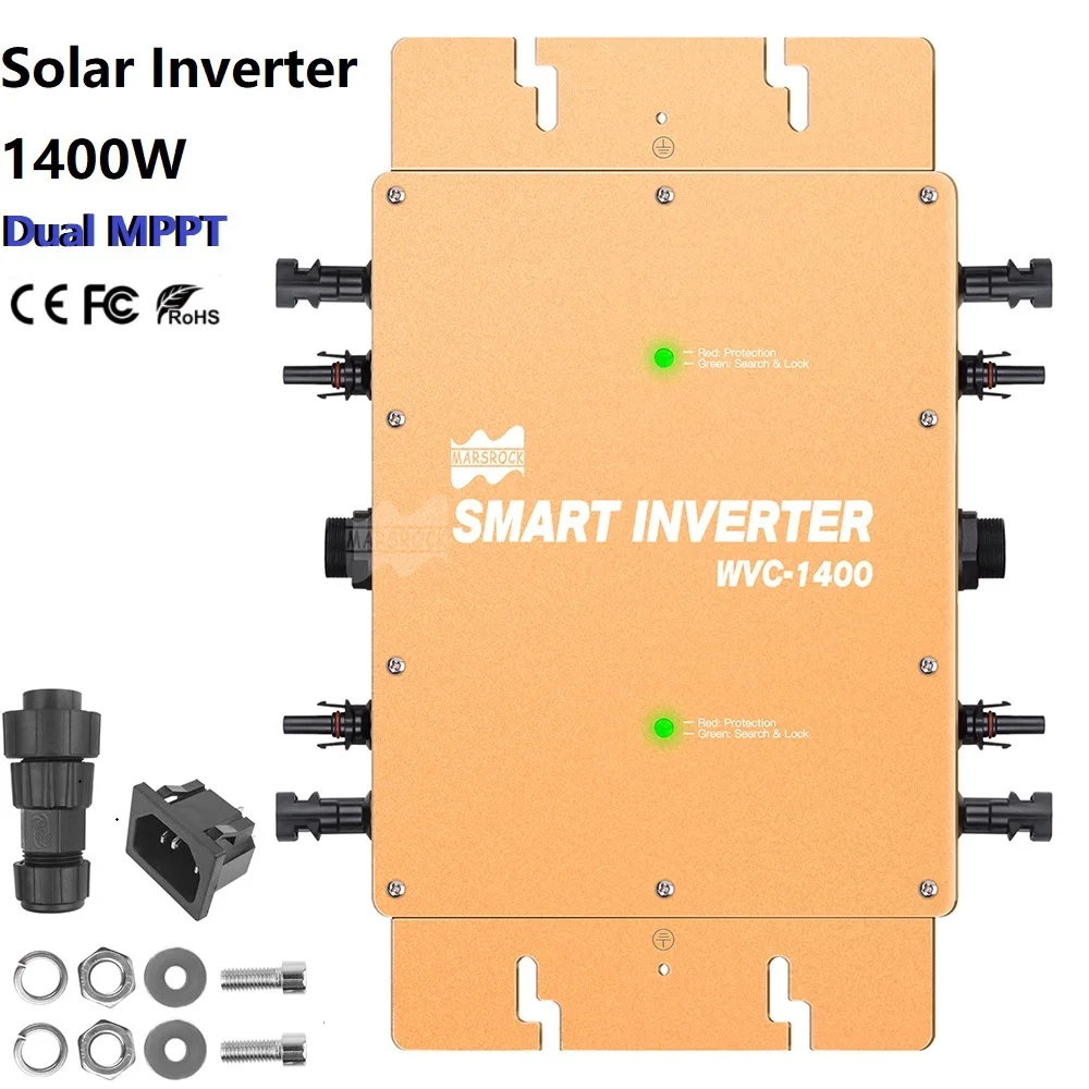 Solar Grid Tie Micro Inverter 1400W Dual MPPT 22-50VDC To 110V or 220VAC, For 4x400W Panels Max,Having Multiple Certificates