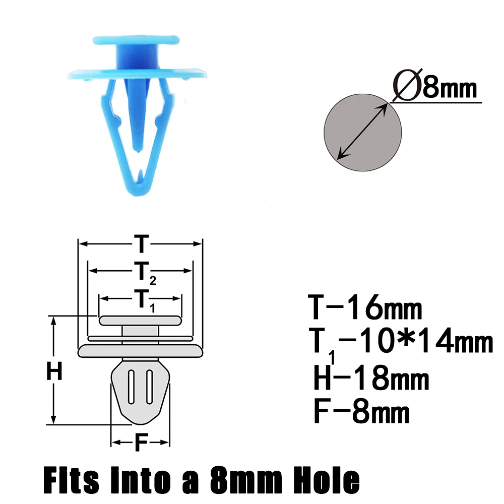 10pcs For Honda Accord 2007 - 2017 Civic FB1 CR-Z ZF1 Fit GE6 Jazz Insight ZE2 Car Blue Windscreen Cowl Top Clips Retainer Rivet