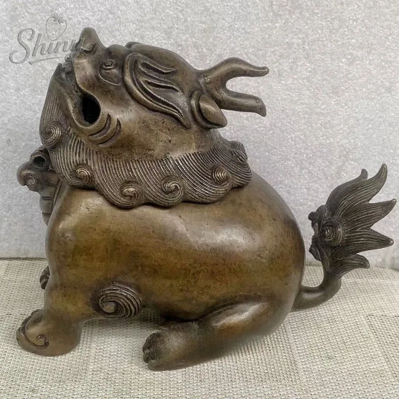 Antique Lion Statue Incense Burner Chinese Auspicious Beast Feng Shui Decorative Piece Zen-inspired Home Decor Ornament
