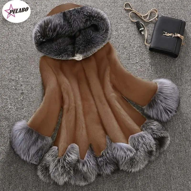 10XL Fashion Fox Real Fur Coat Thick Warm Fox Womens Coats PULABO Winter Whole Skin Natural Fur Elegant Jacket Costume