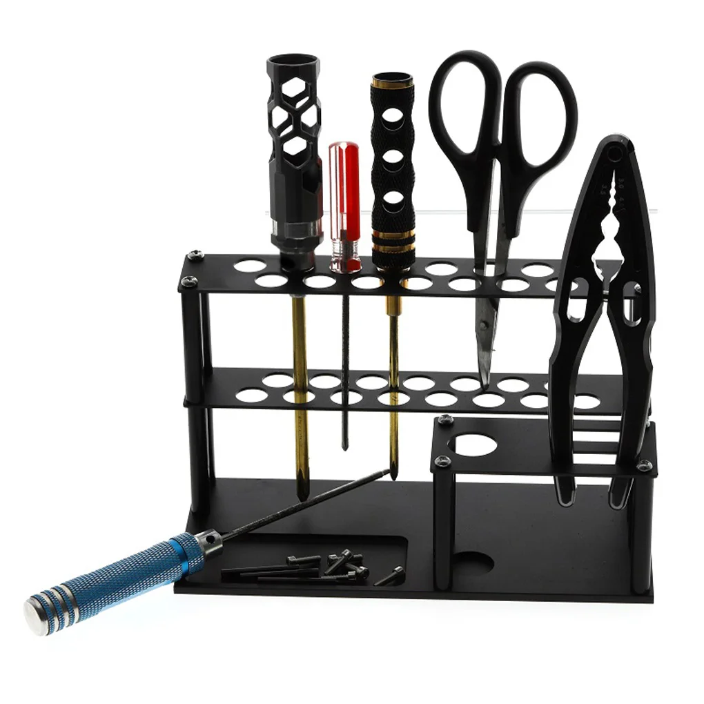 

18 Holes Aluminum Tools Storage Rack Indoor Workbench Stands Screwdrivers Pliers Scissors Drill Organizer Accessories