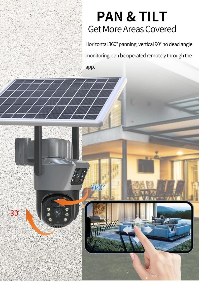 كاميرا واي فاي تعمل بالطاقة الشمسية PTZ بعدسة مزدوجة - رؤية ليلية ملونة 1080P FHD IP66 مقاومة للماء، تحكم لاسلكي منخفض الطاقة #6