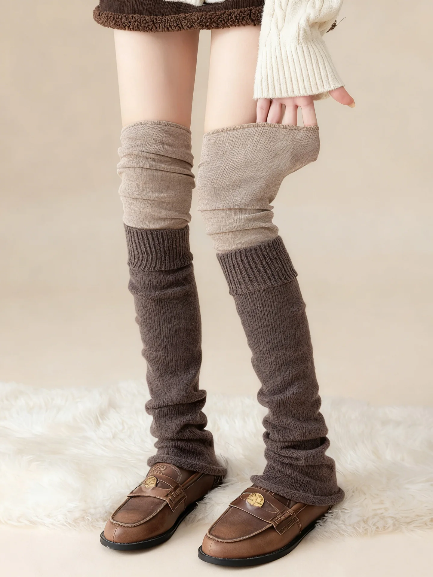 

Женские высокие носки выше колена, носки-сапожки с напуском, нескользящие облегающие длинные чулки для модников осень-зима