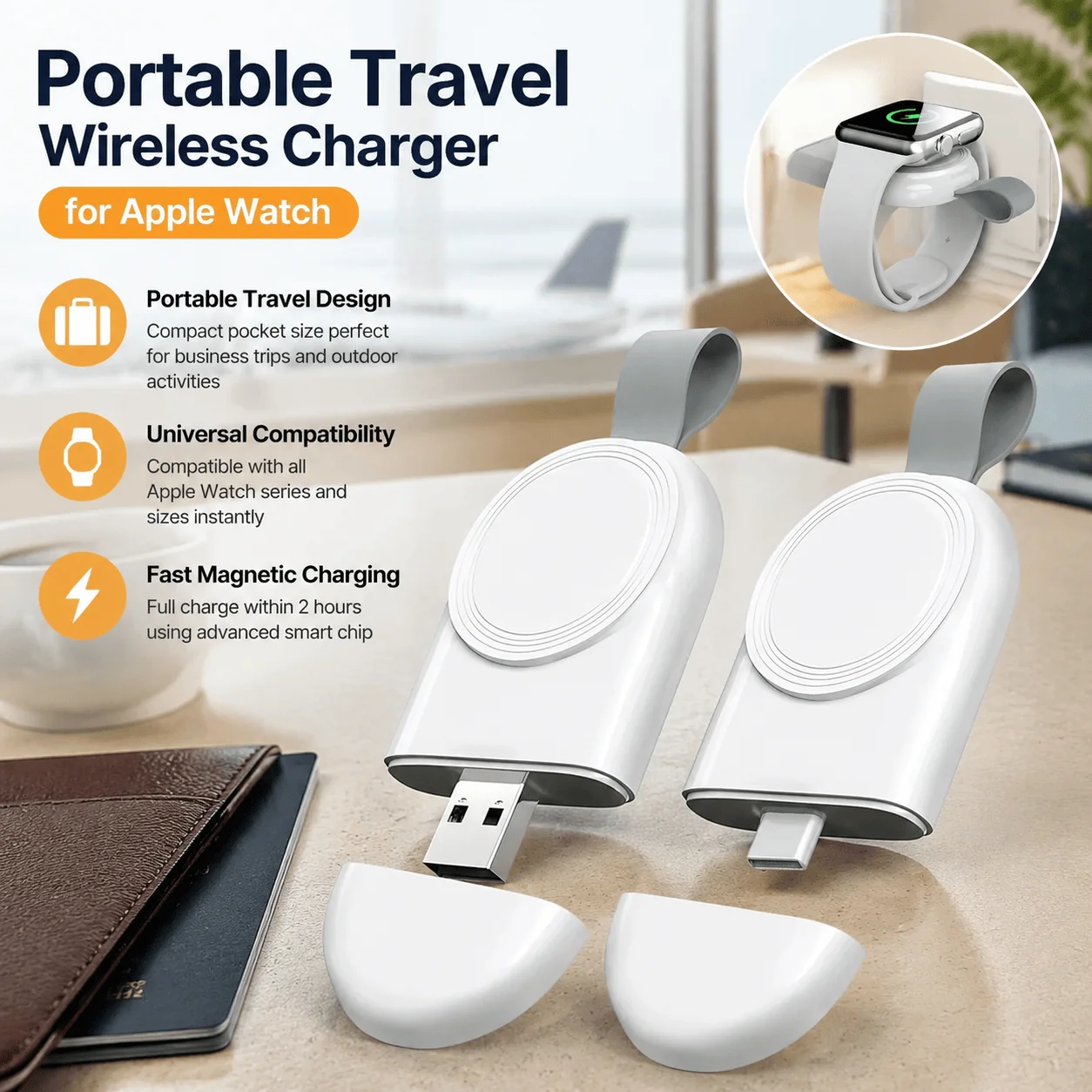 Travel Accessories Apple - Portable Apple Watch Charger Magnetic Wireless