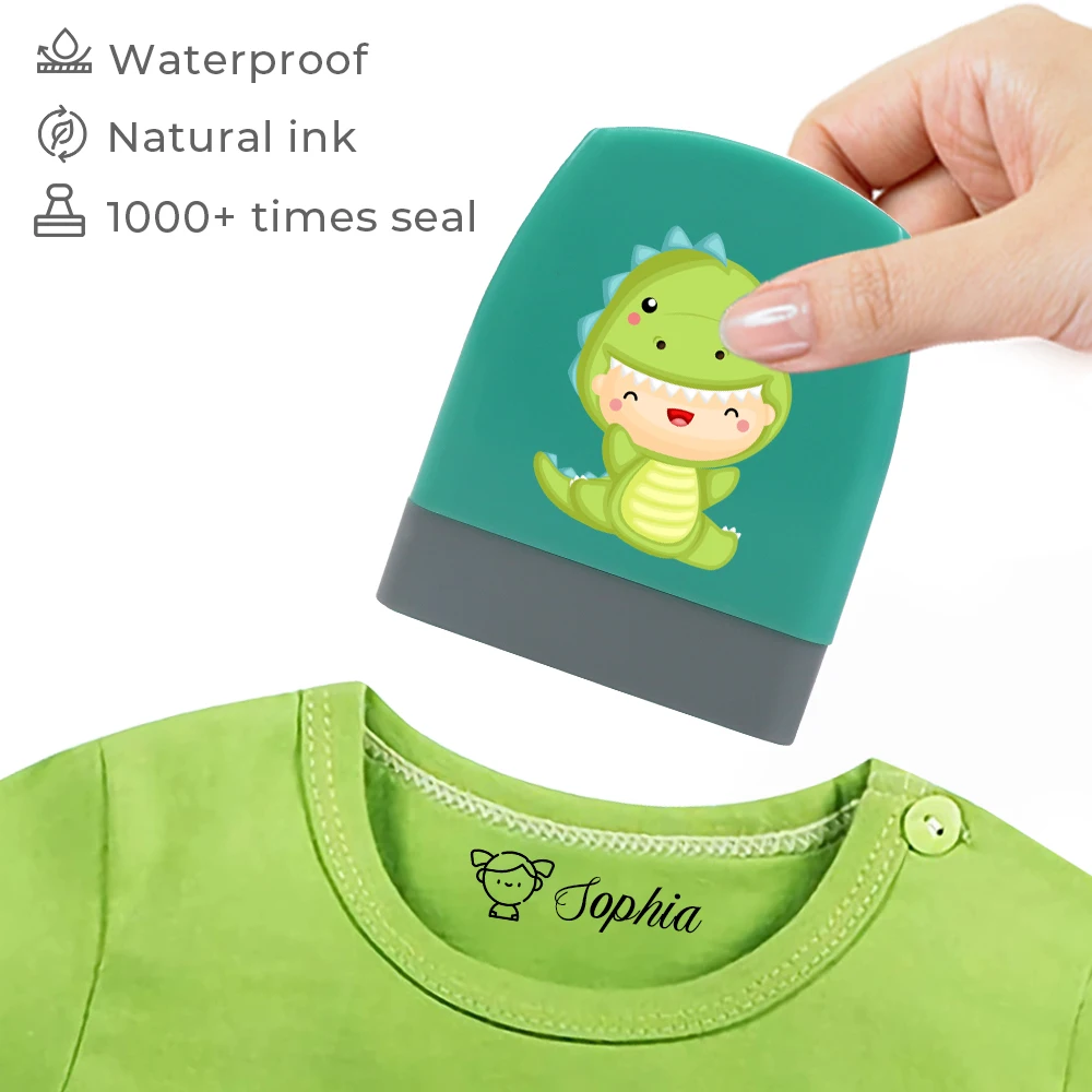 1pc Personalize Custom Name Stamp Jurassic Dinosaur Pattern Custom Name Stamp For Clothing personalized Non-Fading School