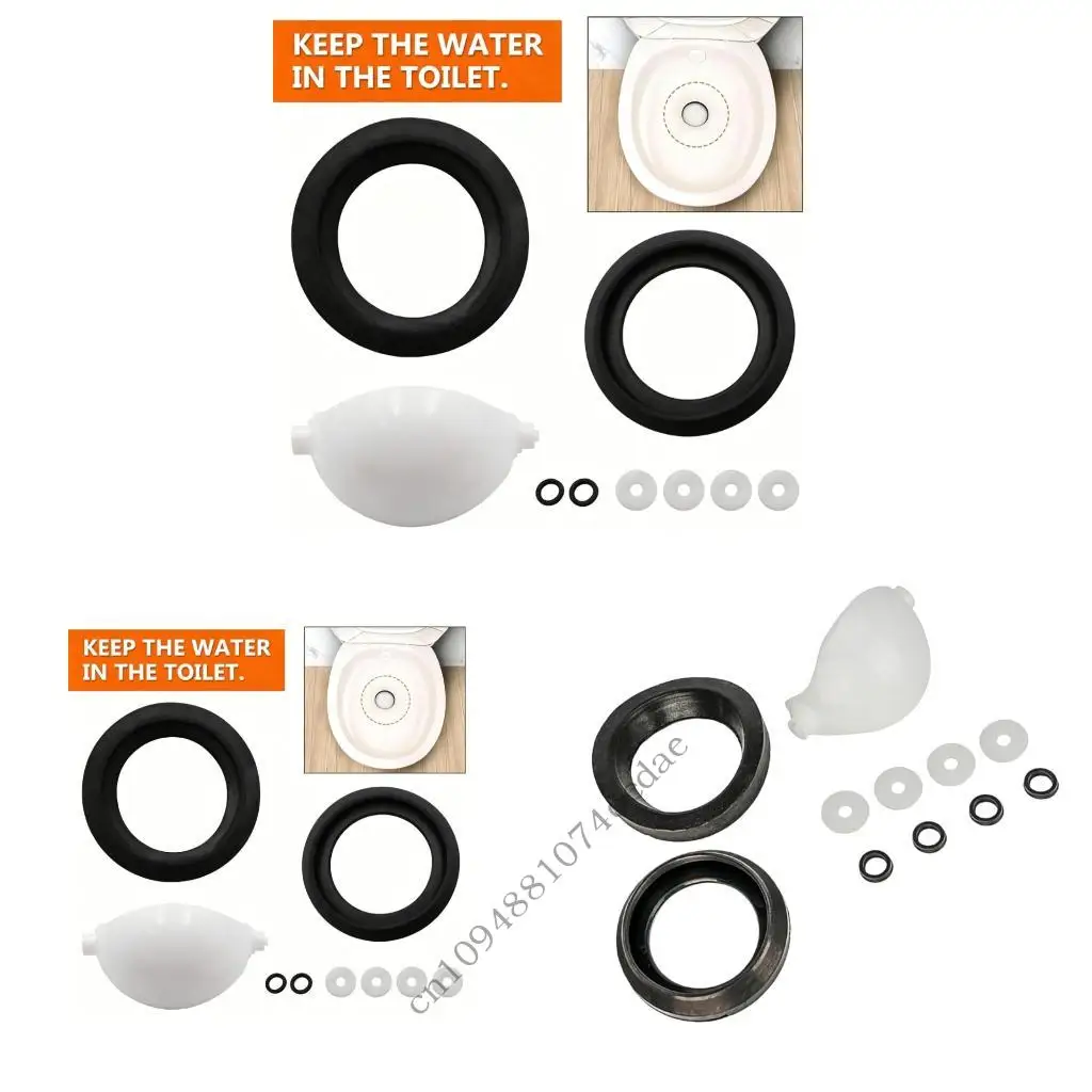 Bathroom Repair Replacement for Motorhome Toilet Waste Ball Service, ABS Ball Component with Gasket Parts for Maintenance