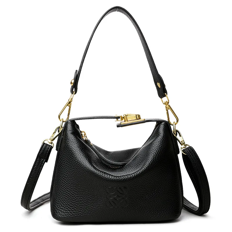 

Modern Style Hidden Zipper！2025 New Niche Solid Color Lock Lychee Handbag Soft Leather, Makeup Box, Commuter, Multi - Way Carry