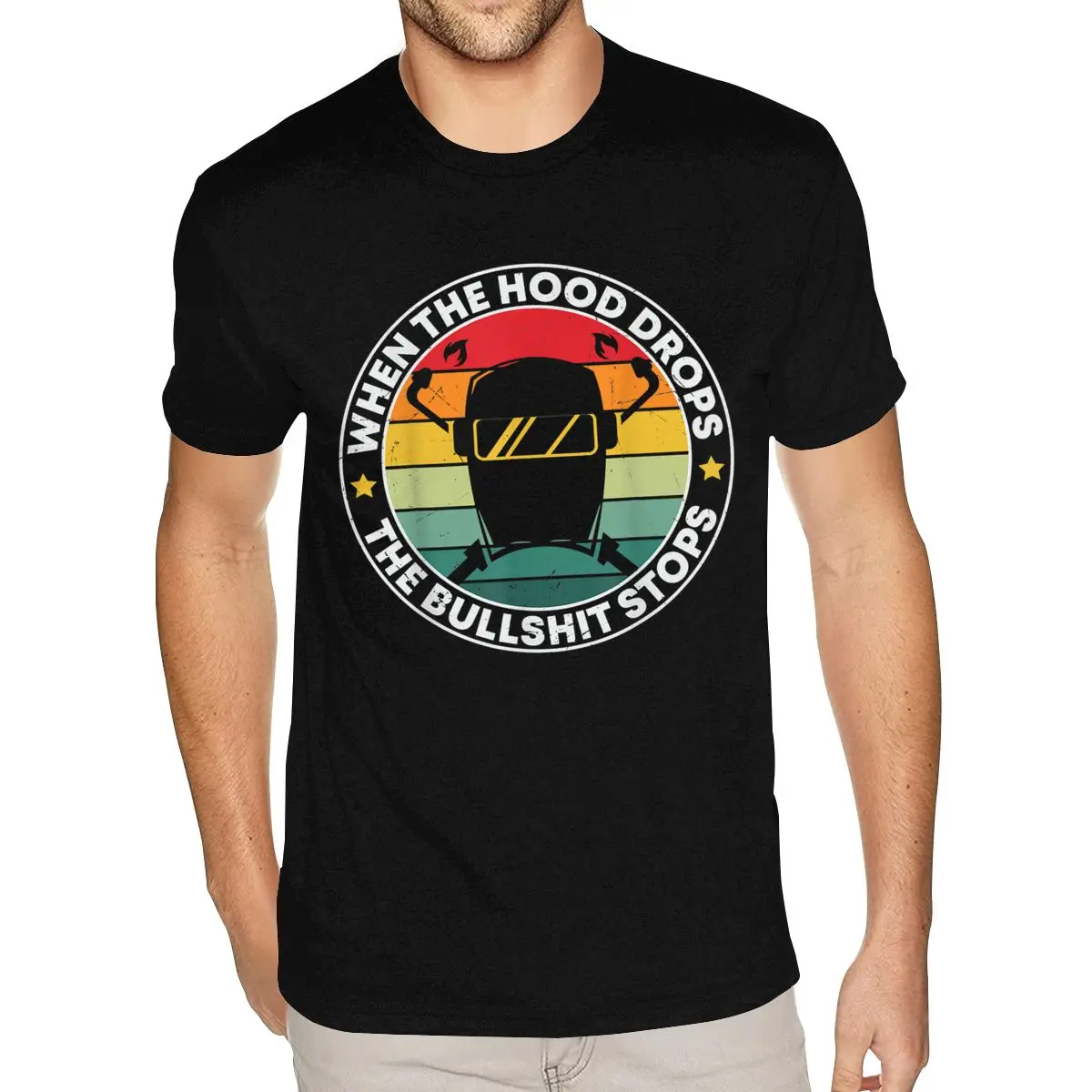 

Trendy When The Hood Drops Funny Welder Welding Quotes Saying Humor Tees tshirt Boys Small Size Black T Shirt