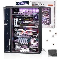 ROKR 3D Puzzle Model Kits DIY Marble Run Model with Electric LED Light Gaming Desk Future City for Men Children Kids MR02S