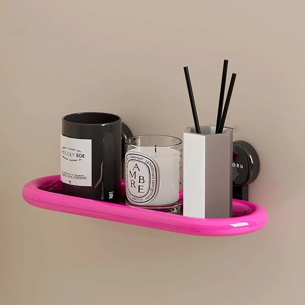 

Dopamine Suction Cup Storage Shelf Free Punch Durable Wall Hanging Storage Rack Drainable High Quality Toiletries Organizer